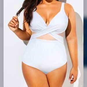 White one-piece swimsuit